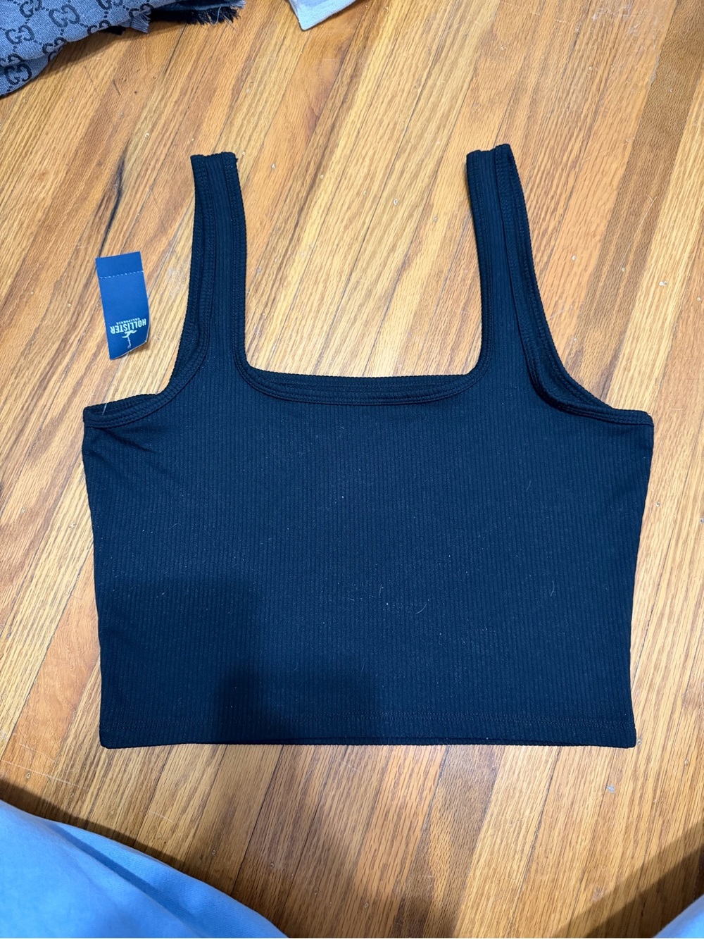 Hollister Black Ribbed Crop Tank